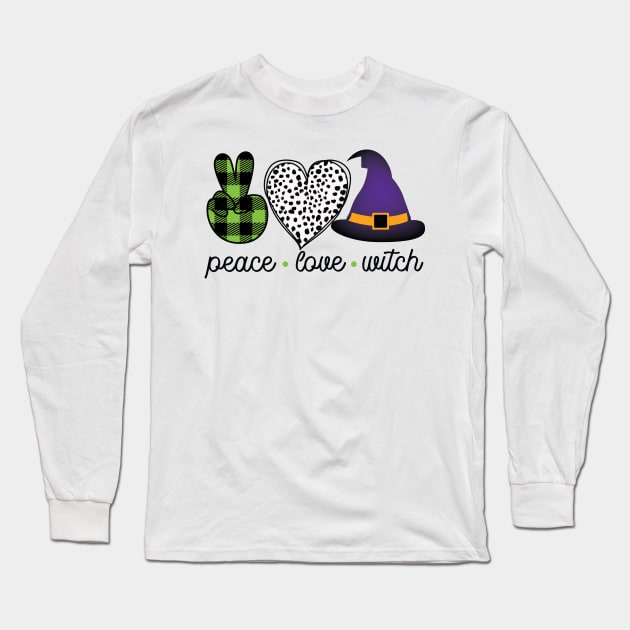 Peace Love Witch Long Sleeve T-Shirt by SandiTyche